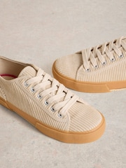 White Stuff Natural Pippa Cord Lace Up Trainers - Image 4 of 4