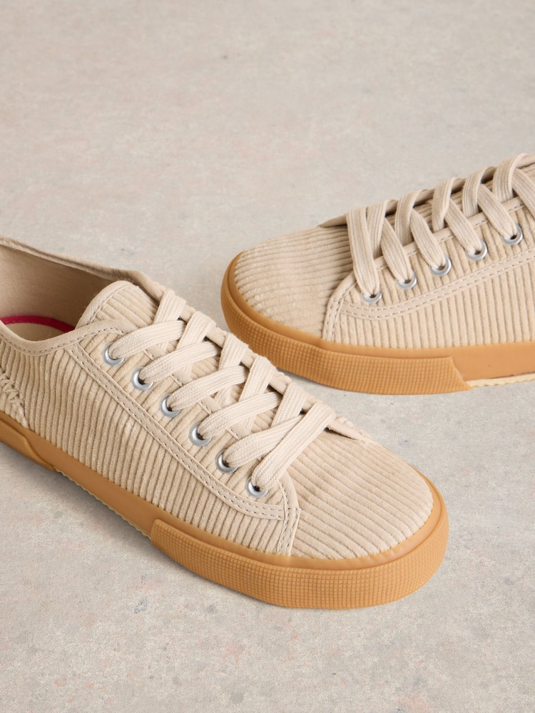 White Stuff Natural Pippa Cord Lace Up Trainers - Image 4 of 4