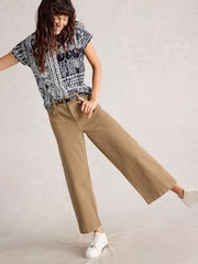 White Stuff Brown Tia Wide Leg Crop Jeans - Image 1 of 6