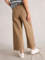 White Stuff Brown Tia Wide Leg Crop Jeans - Image 2 of 6