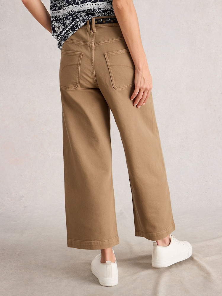 White Stuff Brown Tia Wide Leg Crop Jeans - Image 2 of 6
