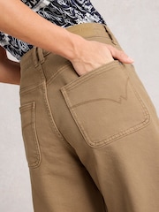 White Stuff Brown Tia Wide Leg Crop Jeans - Image 4 of 6