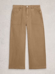 White Stuff Brown Tia Wide Leg Crop Jeans - Image 5 of 6