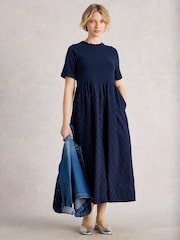 White Stuff Blue Vera Broderie Dress - Image 1 of 6