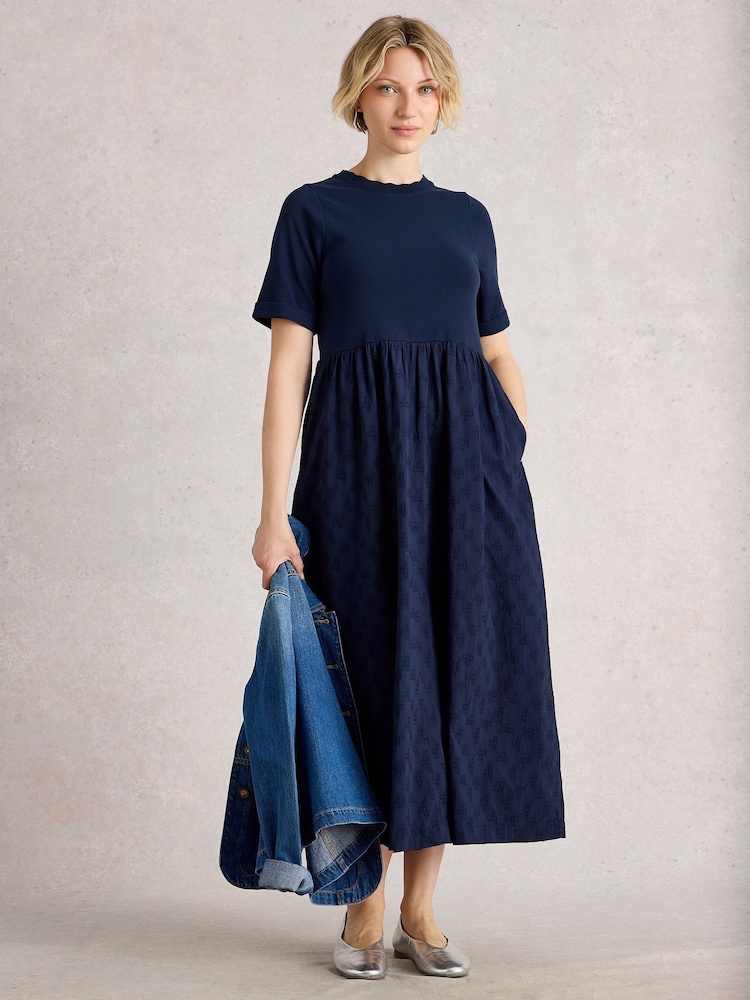 White Stuff Blue Vera Broderie Dress - Image 1 of 6