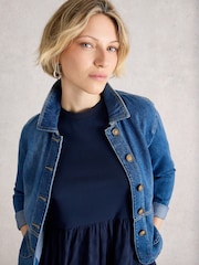 White Stuff Blue Vera Broderie Dress - Image 4 of 6