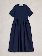 White Stuff Blue Vera Broderie Dress - Image 5 of 6
