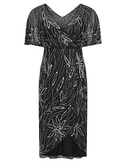 Yours Curve Black Luxe Embellished Wrap Maxi Dress - Image 6 of 6