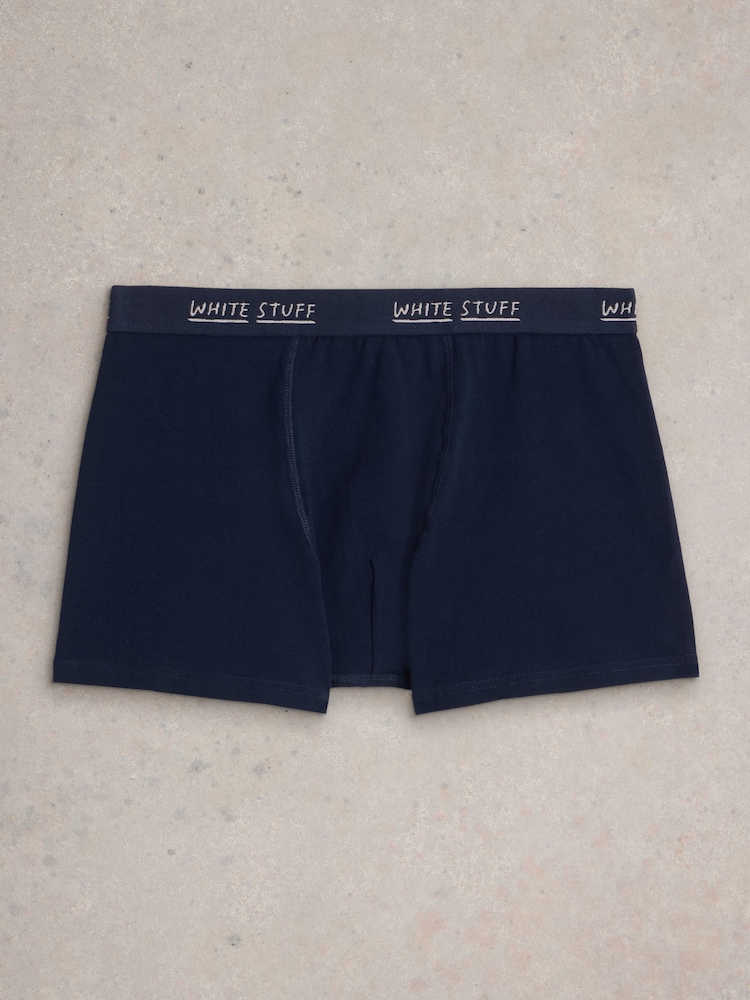 White Stuff Blue Hove Print & Plain Boxers 2 Pack - Image 2 of 3 White Stuff Blue Hove Print & Plain Boxers 2 Pack - Image 2 of 3
