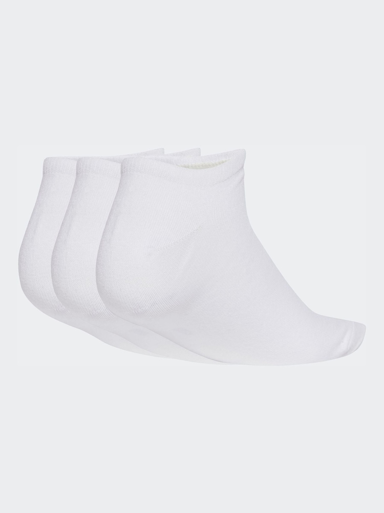 adidas White Linear No Show Socks 3 Pack - Image 2 of 4 adidas White Linear No Show Socks 3 Pack - Image 2 of 4