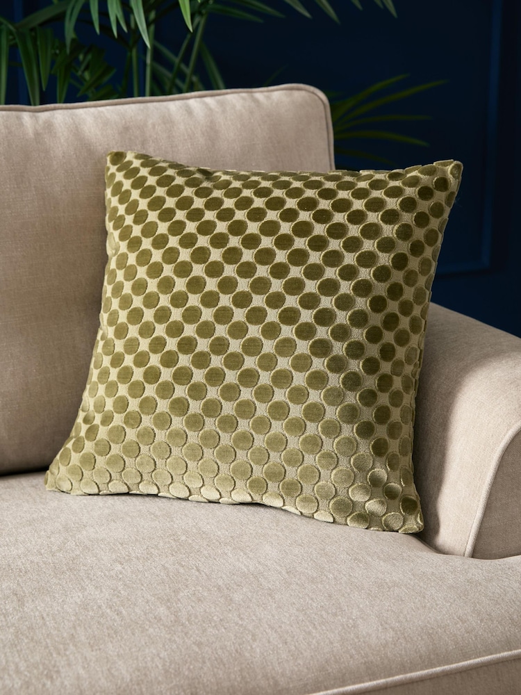 Soiree Green Velvet Spot Filled Cushion - Image 1 of 5