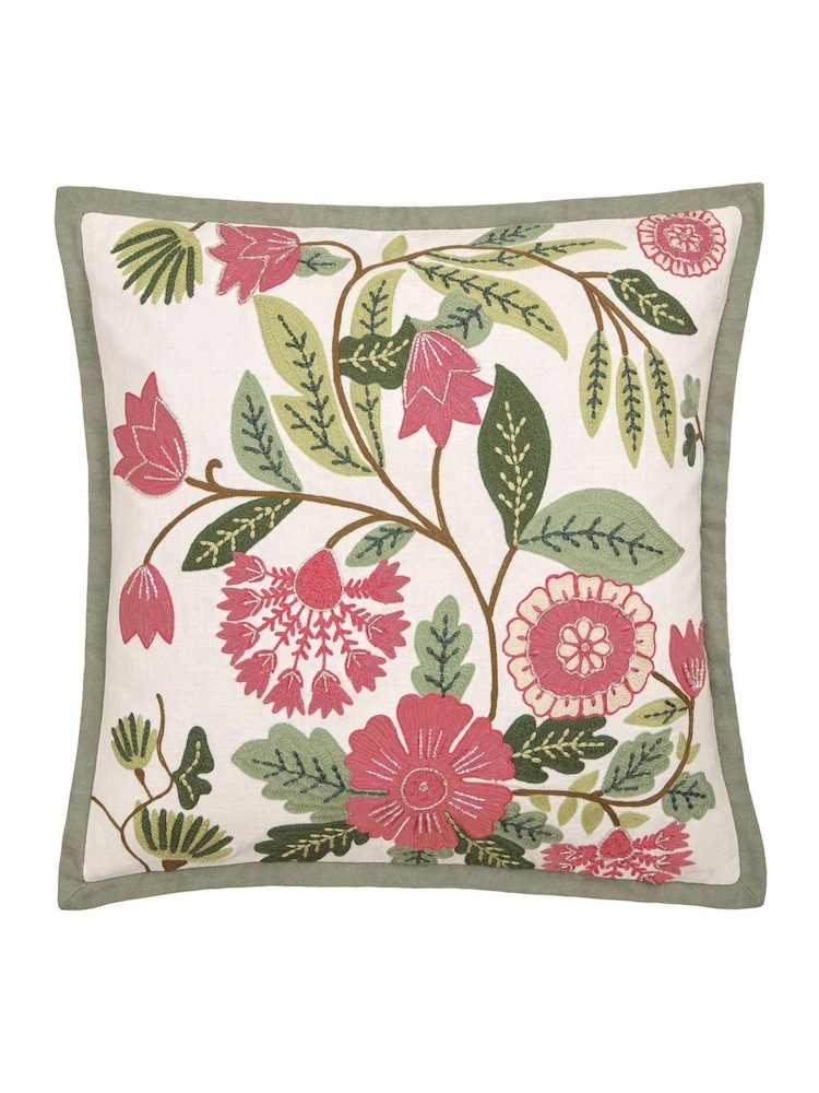 Appletree Green Aurelia Embroidered Filled Cushion - Image 2 of 3