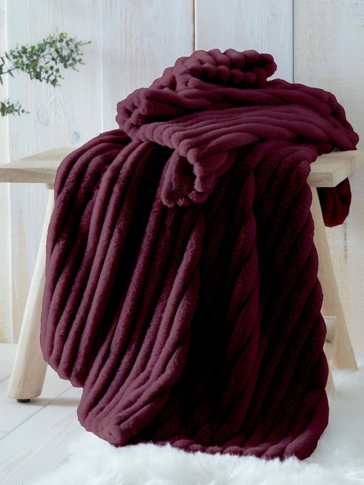 Appletree Burgundy Morritz Faux Fur Bedspread - Image 1 of 4