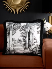 Laurence Llewelyn-Bowen Black/White Vista Velvet Filled Cushion - Image 1 of 5