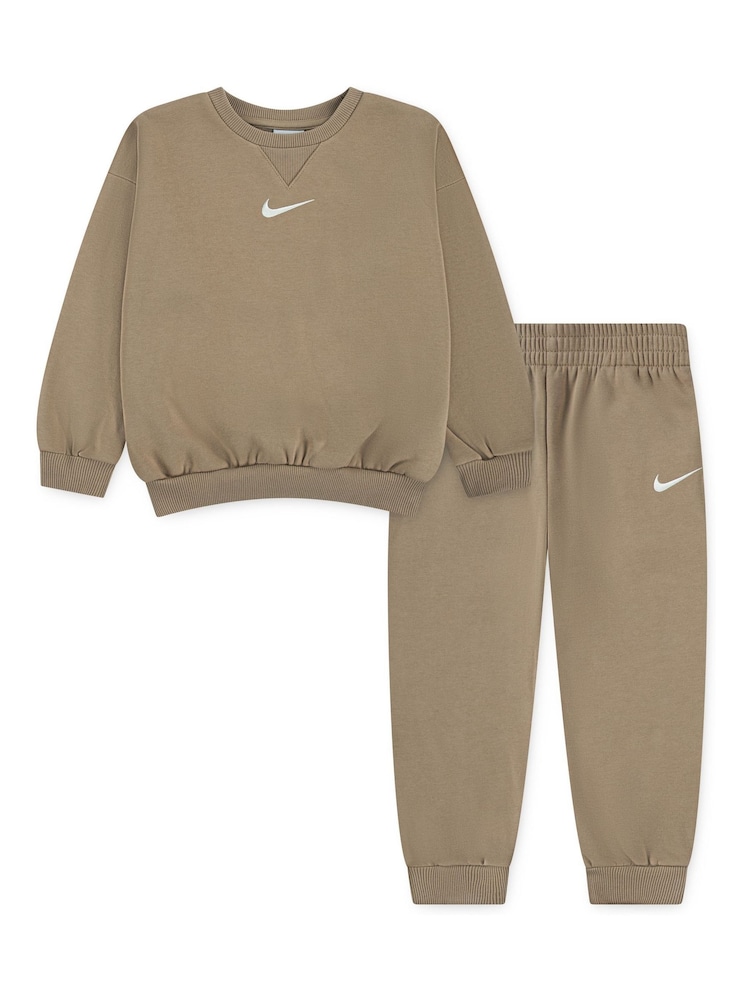 Nike Natural Hemp Little Kids Essential Marl Crew Tracksuit Set - Image 1 of 4