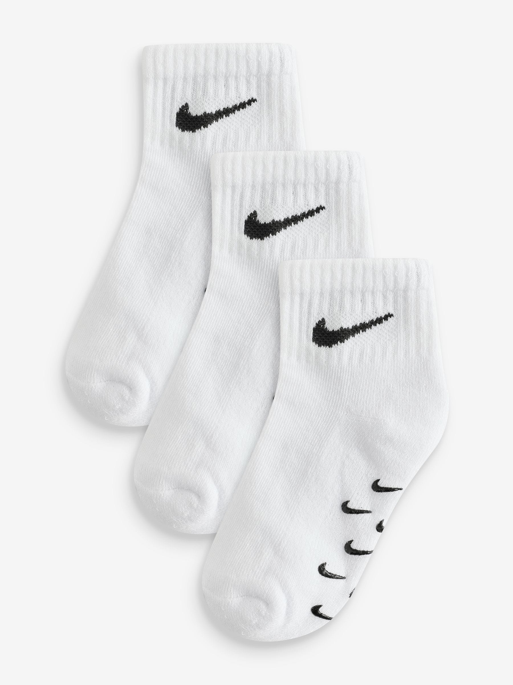 Nike White Multi Gripper Socks 3 Pack