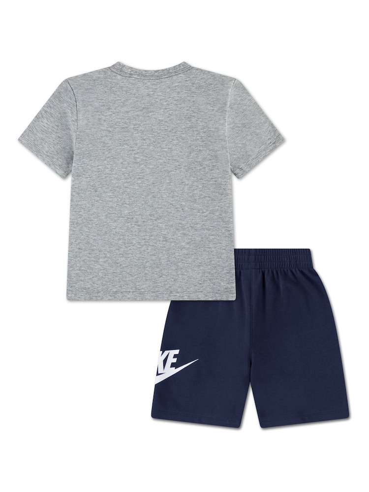 Nike Grey/Navy Club Hbr T-Shirt And Shorts Set - Image 2 of 5