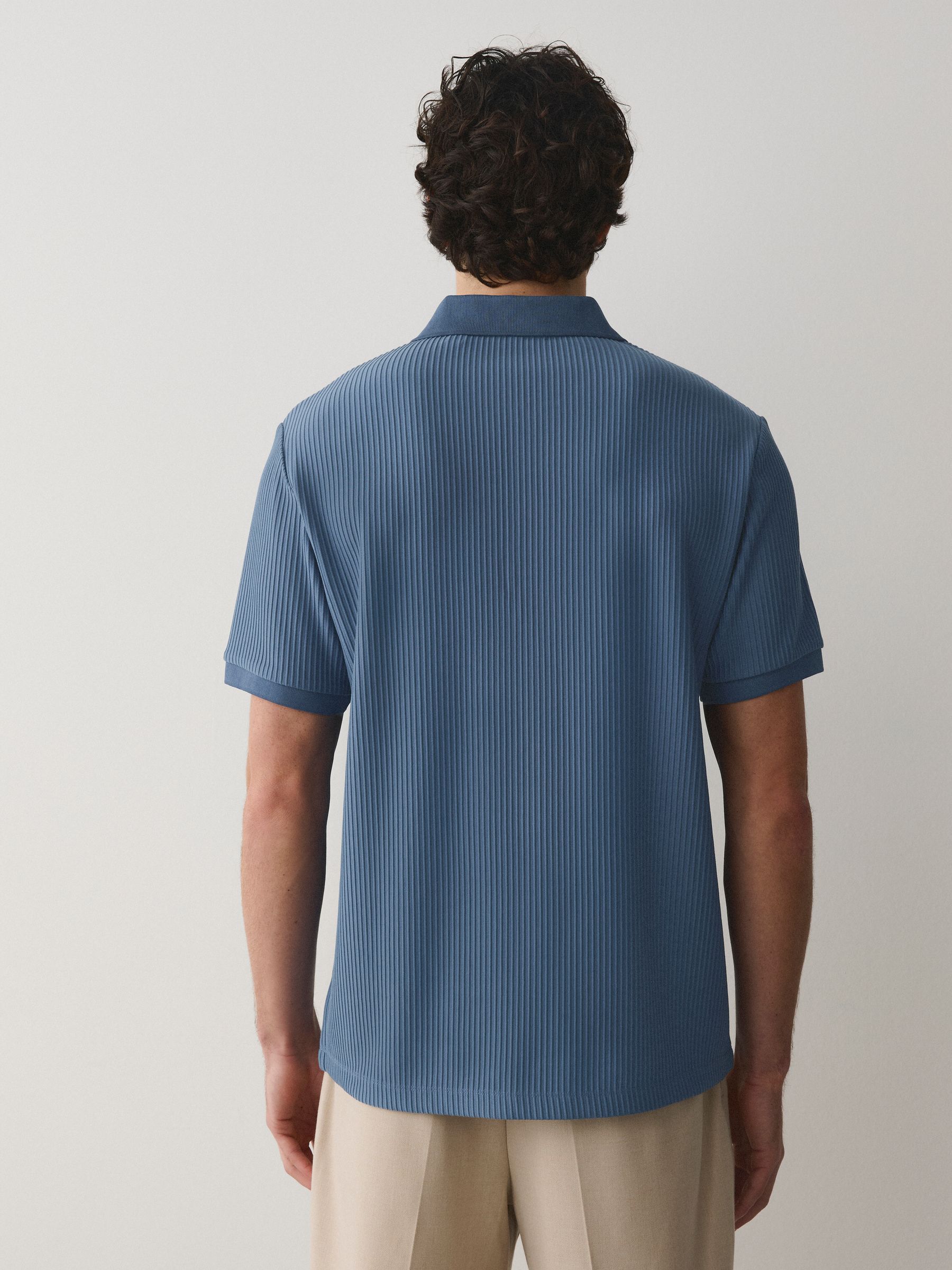 Buy Navy Blue Striped Quarter Zip Polo Shirts 2 Pack from the Next