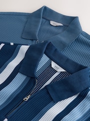 כחול כהה - Striped Quarter Zip Polo Shirts 2 Pack - תמונה 4 מתוך 5