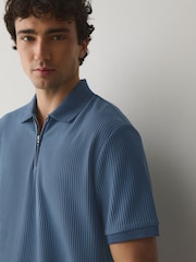 海軍藍 - Striped Quarter Zip Polo Shirts 2 Pack - 圖片 7/11