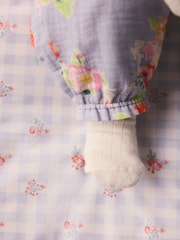 Lilac Purple Flower Cath Kidston Baby Dungaree And Bodysuit Set 2 Piece - Image 3 of 10