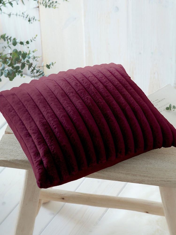 Appletree Burgundy Morritz Faux Fur Filled Cushion - Image 1 of 4