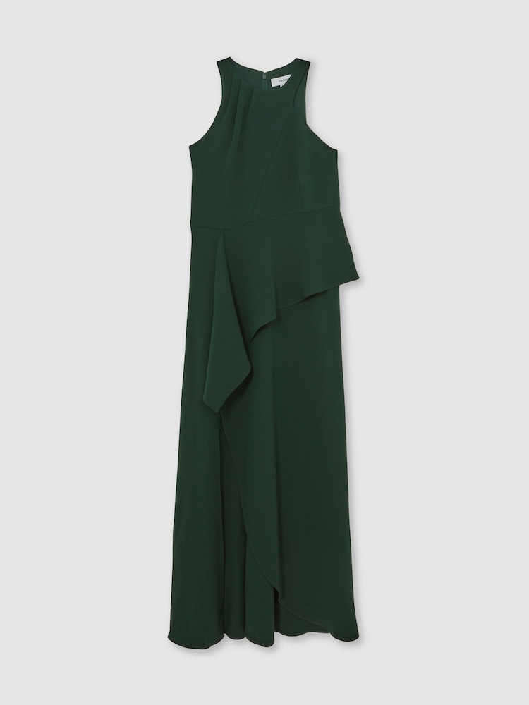 Reiss Green Gabriella Petite Ruffled Slash-Detail Maxi Dress - Image 2 of 7 Reiss Green Gabriella Petite Ruffled Slash-Detail Maxi Dress - Image 2 of 7