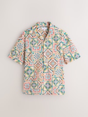 Red Tile Print Short Sleeve Shirt - Image 1 of 3