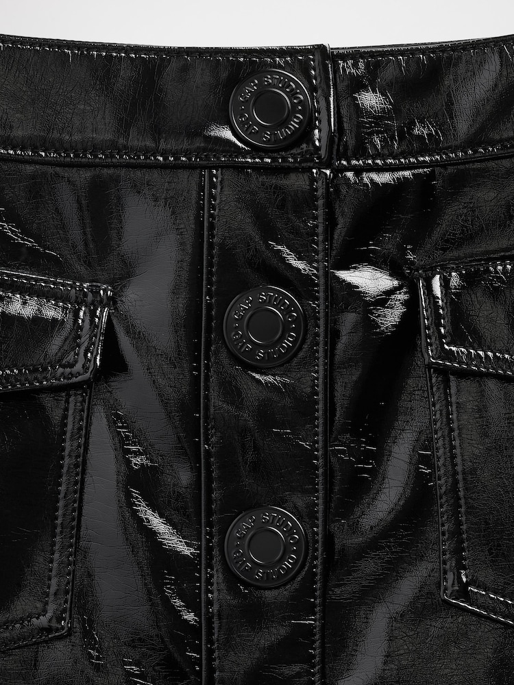 Gap GapStudio Black Patent Leather Mini Skirt - Image 8 of 8 Gap GapStudio Black Patent Leather Mini Skirt - Image 8 of 8