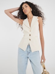 River Island Cream Collared Waistcoat - Image 1 of 4