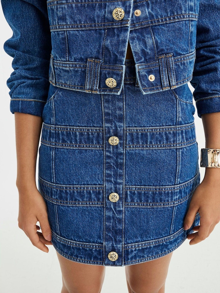 Saia Denim com painéis River Island - Imagem 4 de 4