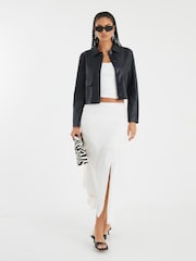 River Island Black Faux Leather Button Through Jacket - Image 3 of 4