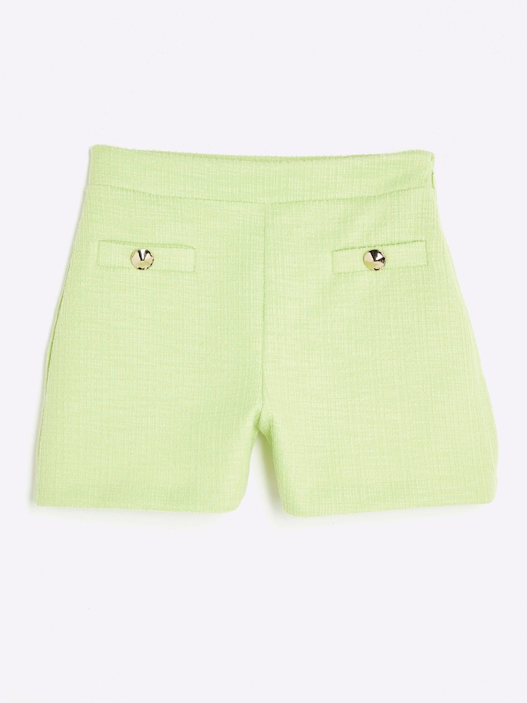 River Island Green Petite Boucle Shorts - Image 1 of 1 River Island Green Petite Boucle Shorts - Image 1 of 1