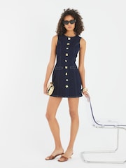 River Island Denim Button Detail Mini Dress - Imagem 1 de 4