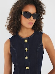 River Island Denim Button Detail Mini Dress - Imagem 4 de 4