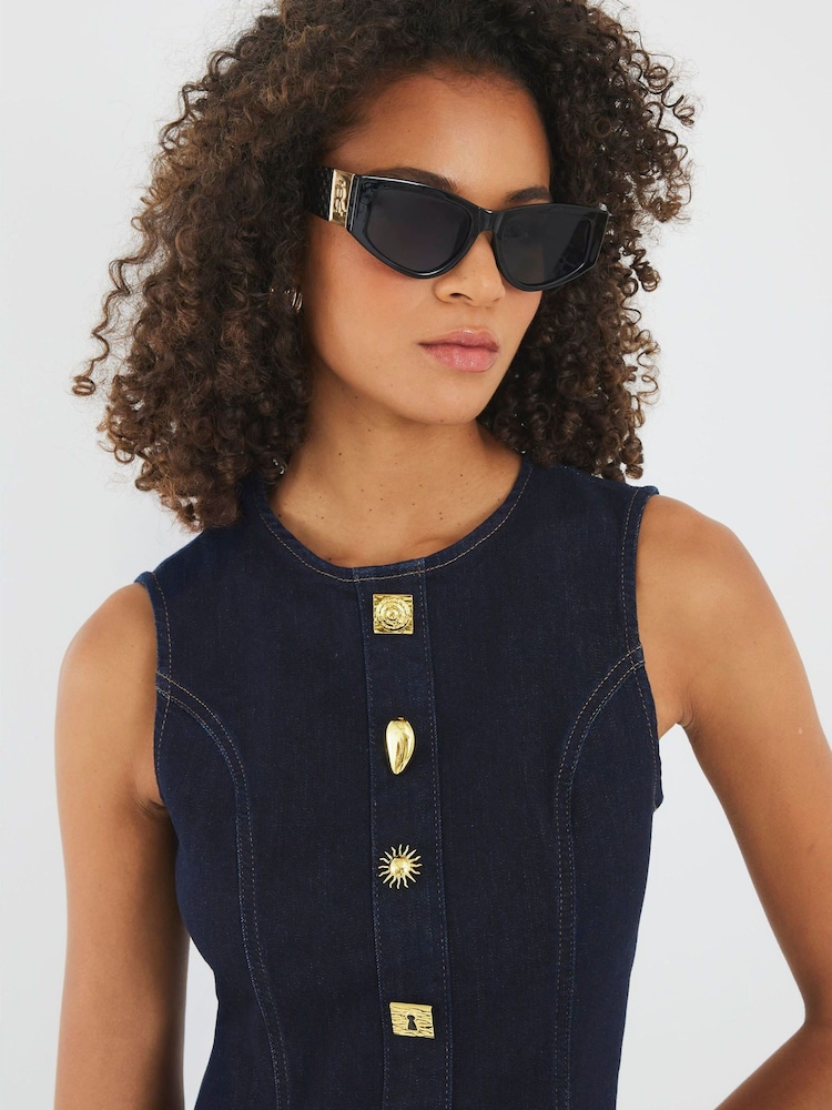 River Island Denim Button Detail Mini Dress - Imagem 4 de 4