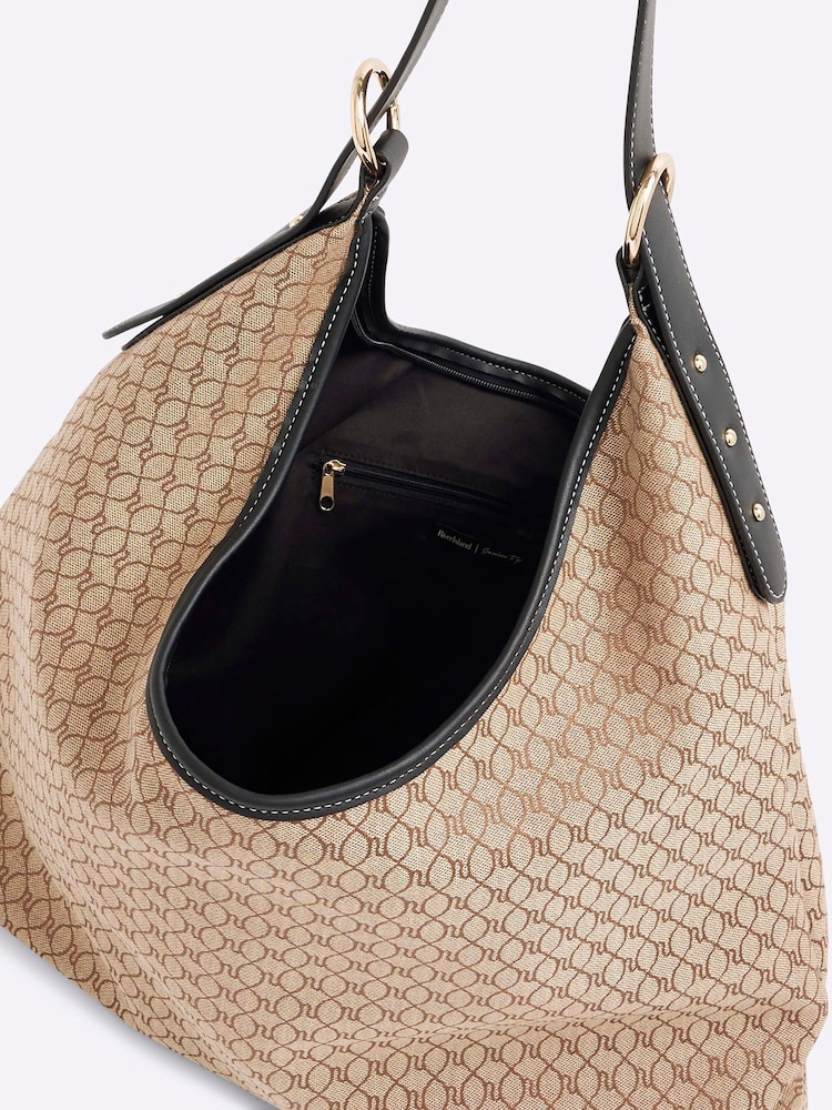 River Island Brown Monogram Slouch Shoulder Bag - Image 6 of 6