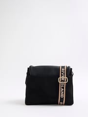 River Island Black Suedette Fold Over Messenger Cross-Body Bag - Image 2 of 6