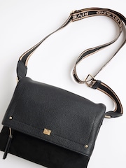 River Island Black Suedette Fold Over Messenger Cross-Body Bag - Image 3 of 6