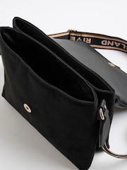 River Island Black Suedette Fold Over Messenger Cross-Body Bag - Image 5 of 6