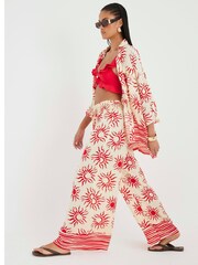 River Island Cream Sun Print Beach Trousers - Image 3 of 8