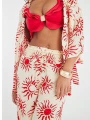 River Island Cream Sun Print Beach Trousers - Image 5 of 8