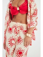River Island Cream Sun Print Beach Trousers - Image 6 of 8