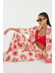 River Island Cream Sun Print Beach Trousers - Image 8 of 8