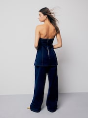 River Island Blue Denim Bandeau Jumpsuit - Image 2 of 4