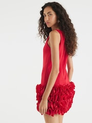 River Island Red 3D Floral Print Hem Mini Dress - Image 2 of 4