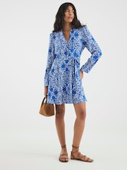 River Island Blue Tie Front Mini Shirt Dress - Image 3 of 6