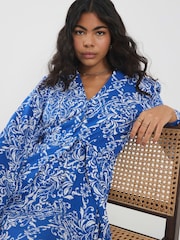 River Island Blue Tie Front Mini Shirt Dress - Image 4 of 6