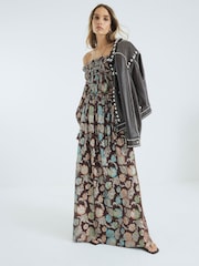 River Island Brown Printed Bardot Maxi Dress - Image 3 of 4