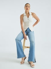 River Island Blue High Rise Flare Jeans - Image 1 of 4
